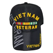 Vietnam Veteran Hat Military Vet Baseball Cap w Ribbons Mens Womens Adjustable