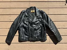 Vintage Leather Biker Jacket Montgomery Ward Size 46R Motorcycle Jacket Belt