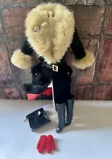 Mattel Barbie Black Winter Wool Coat With Cream Faux Fur/Red Gloves/Boots/Bag