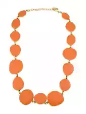 Kenneth Jay Lane KJL Necklace Headlights Coral Resin Enamel Statement Pebble