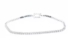 $6,000 14K WHITE GOLD 1.56CT NATURAL ROUND CUT DIAMOND PETITE TENNIS BRACELET