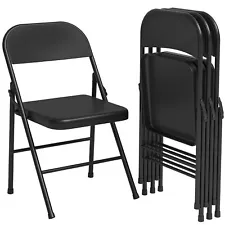 Folding Chairs Set of 4, Foldable Chairs with Metal Frame Hold Up to 350 Poun...