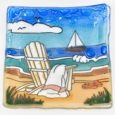 Fused Art Glass Adirondack Chair Summer Beach Design Soap Dish Handmade Ecuador