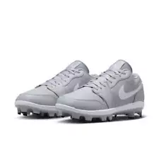 Nike Air Jordan 1 Retro Grey White Baseball Softball Cleats Shoes CJ8524-003 NEW