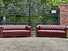 Vintage Tufted Leather chesterfield Sofa Set