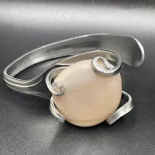 Stainless Steel Fork And Stone Cuff Bracelet