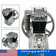 2HP Piston Air Compressor Pump Twin Cylinder Oil Lubricated Belt Drive Aluminum