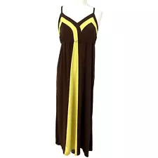 Gabriella Rossi Maxi Dress Womens XL Brown Stretchy Retro 70s Style Summer Disco