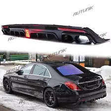 For Benz S-Class W222 S550 S500 AMG Sedan 14-17 Rear Bumper Diffuser w/ Exhaust (For: 2013 S500)