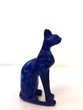 Bastet cat Ancient Egyptian small blue statue of Egyptian goddess 5.5 " tall