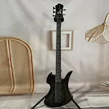 5 String BC Rich Mockingbird Plus Electric Bass Guitar Gray Burl Maple Top