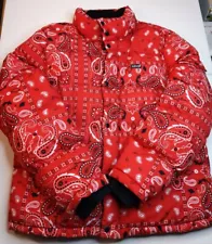 Mens Levi's Red Paisley Bandana Puffer Jacket Coat Adult Medium Rare NWT