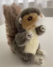 Grey Tan Brown Squirrel Plush Stuffed Animal Realistic Toy Sitting Furry Tail