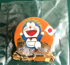 Athens 2004 Olympic Pin badge Doraemon TV ASAHI Not for sale and Rare/1.2in