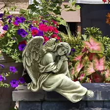 Resting Angel Religious Outdoor Garden Statue, Sleepy Angel Statue for Lawn, and