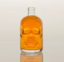 SKULL DECANTER 500ml Clear Figural Pirate Bottle for ‘Spirits’ and Halloween NEW