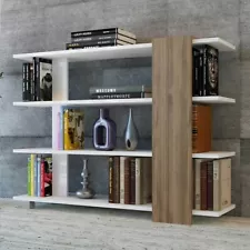 Bookcase Su 3 Shelves White Teak