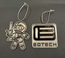 EOTech christmas ornaments, metal. Silver and black.