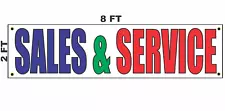 SALES & SERVICE Banner Sign 2x8 for Used Car Auto Sales Lot