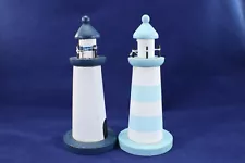 Wooden Lighthouses set of 2 Handmade Painted