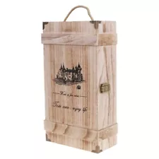 Vintage Wood 2 Red Wine Bottle Box for Carrier Crate for Case Storage Carrying D