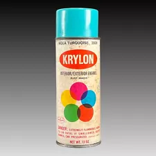 Vintage Spray Paint Can Graffiti Krylon Borden Aqua Turquoise Paper Label