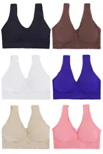 6 Bras Assorted Basic Smooth Women Solid Color Plus Size Solid Color Top Bra