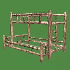 Northern Torched Cedar Log Bunk Bed - Twin/Queen - Solid Wood/Free Shipping