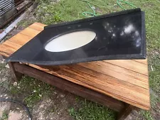 Black Marbled Stone Bathroom Sink