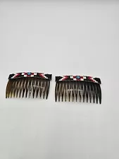 Native American Navajo Handmade Beaded Hair Combs