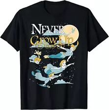 Peter Pan Group Shot Never Grow Up Night Portrait T-Shirt, S-5XL, Unisex Tee