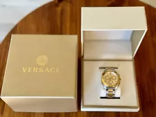 Versace Gold Dylos Chronograph Watch Two Tone