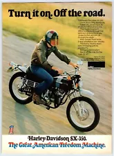 1973 HARLEY DAVIDSON SX-350 MOTORCYCLE Vintage 8"X11" Magazine Ad 1970's M647