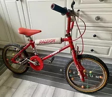 Raleigh Viper Mini Burner 16 Wheels Red Vintage Bmx Bike 80’s For Restoration