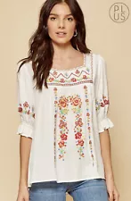 SaLE!!! NWT Boutique Savanna Jane boho Embroidered Ivory Gypsy S M L peasant