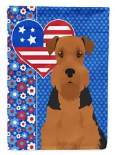 Black Tan Airedale Terrier USA American Flag House Size WDK5119CHF