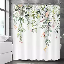 Floral Shower Curtain for Bathroom Green Botanical Shower Curtain Stall Linen