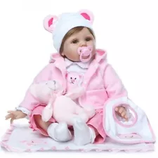 Hot Sale 22" Beautiful Simulation Baby Girl Reborn Baby Doll in Bear Dress