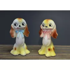 Vintage Cocker Spaniel Salt Pepper Shakers Japan Ceramic Boy Girl Puppy