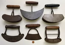 LOT of 6 VARIOUS KITCHEN FOOD CHOPPERS - 4 DOUBLE BLADE, c. 1850-90