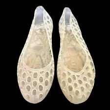 Classic Retro 80s Style Closed Toe Clear Jelly Shoes Flats WOMEN'S 9