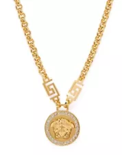 100% AUTHENTIC VERSACE GOLD MEDUSA ICON PENDANT CHAIN NECKLACE ITALY WITH BOX