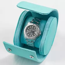 The Watch Wardrobe Light Blue Travel Watch Roll Case Protector Display Box New