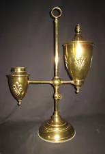 Kerosene Oil Brass 10 Inch Student Lamp with Applied Cast Brass Decoration