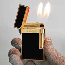 S.T. Dupont Double Flame Butane Lighters Black Lacquer for Smoking Cigars Gift