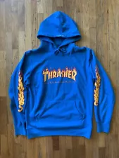 Supreme Thrasher Flame Hooded Sweatshirt Blue Large SS15