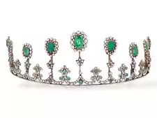 Vintage Look Genuine Diamond Emerald Tiara – Wedding/Bridal/Princess Tiara