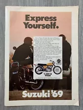 1969 SUZUKI T-500 II TITAN 8.5x11" Print Ad VG+ 4.5 Express Yourself