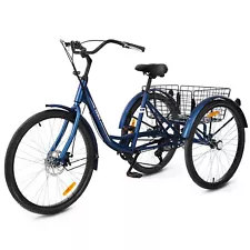 Secondhand 26" Adult Tricycle 7 Speed 3 Wheel Bike Adult Trike for Seniors Blue