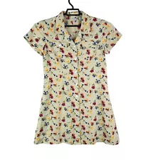 Women's Vintage Villager Petite Floral Dress Button-Up Short Sleeve Size 12P